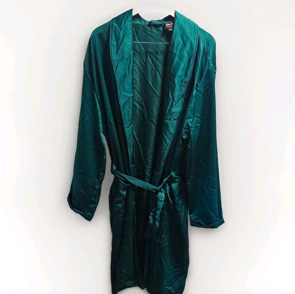 Dogg Supply Satin Robe Small Green Satin Snoop Dogg Belted Holiday Christmas